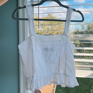 ZARA | white ruffle top